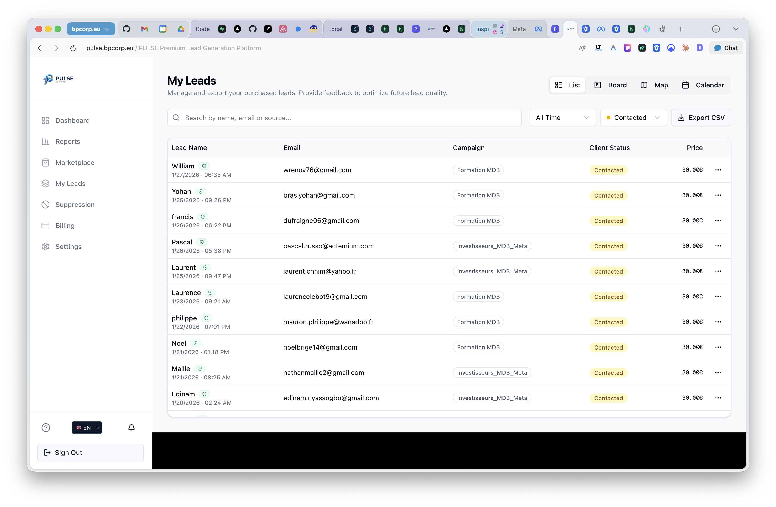 PULSE Client - My Leads